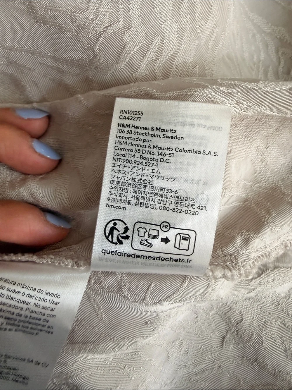H&M Jacquard Slip‎ Dress Satin V-Neck Midi Champagne Beige Fairy Minimalist